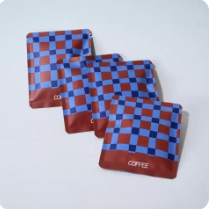 Blue orange check coffee pouches