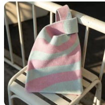 Pink & Mint Knit Tote
