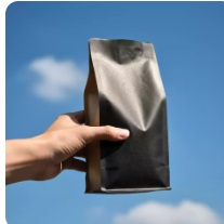 Unprinted Black Valve Coffee Pouch