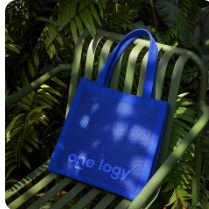 Blue knit logo tote